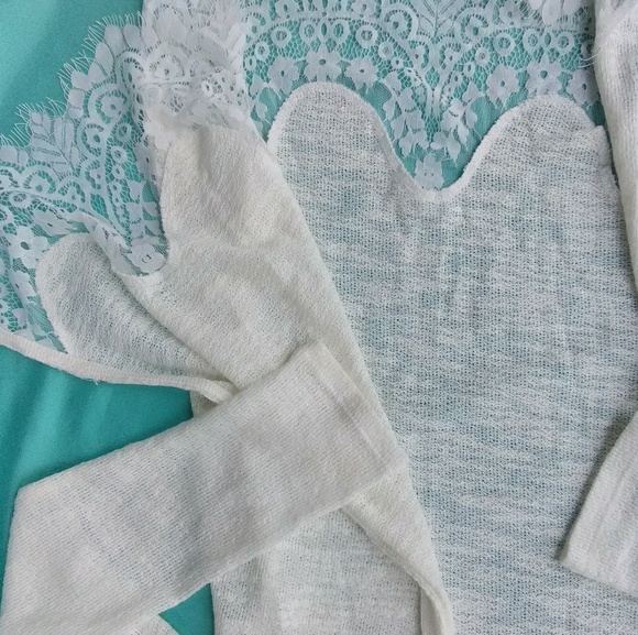 Ivory Knit and Lace Cardigan Sweater LAST ONE! - Picture 7 of 8